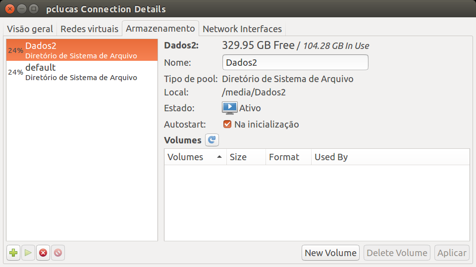 Virt Manager - Armazenamento