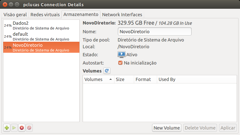 Virt Manager - Pool Criado