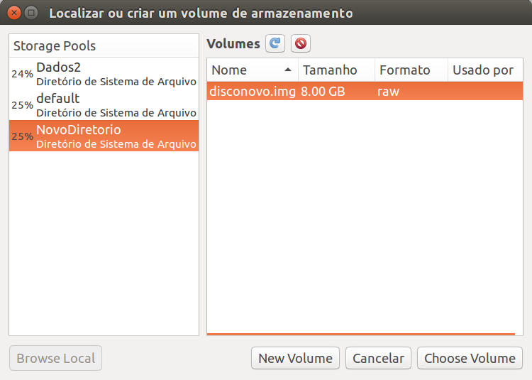 Virt Manager - Selecionar Imagem