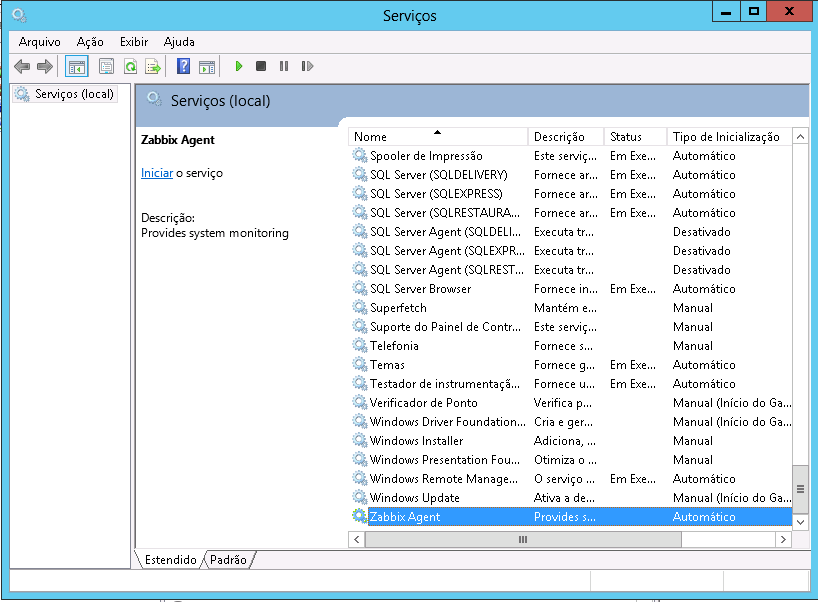 Zabbix Agent instalado como Serviço