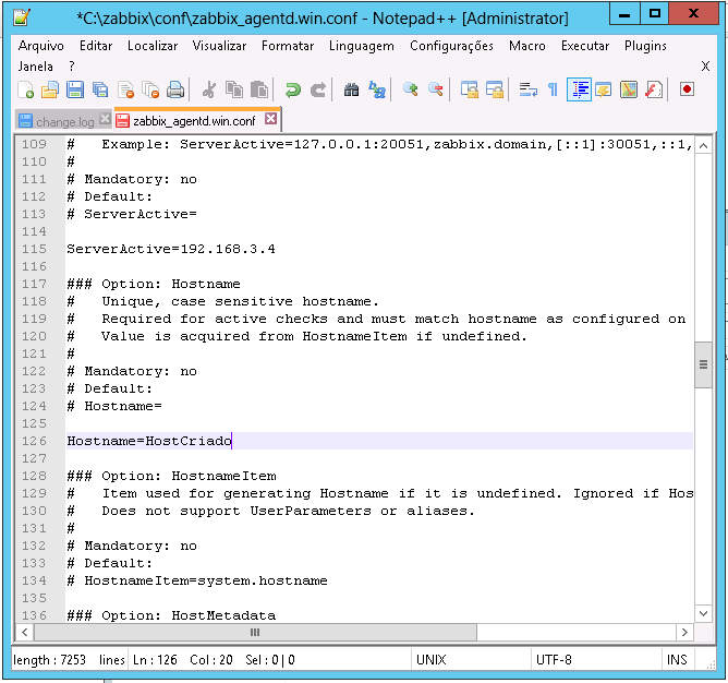 Edição do Hostname